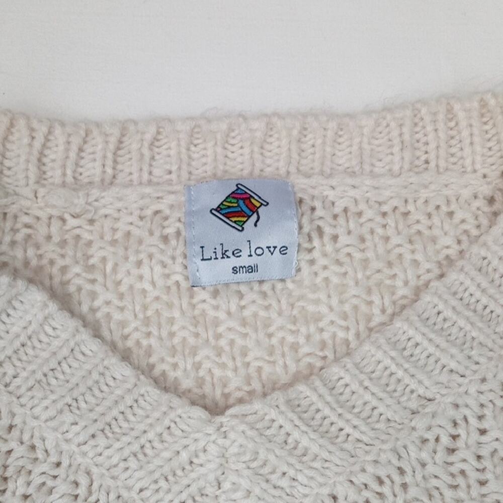 Like Love size small cream sweater knit ruffle casual cute - Picture 2 of 8